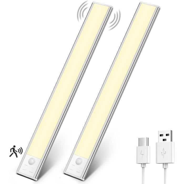 Vicloon Lumière De Placard,3Pcs Lampe De Placard,Lampes 7 LED Sans Fil Rechargeable Par Usb Aimante Detecteur De Mouvement Baladeuse De Secours Veilleuse Enfant