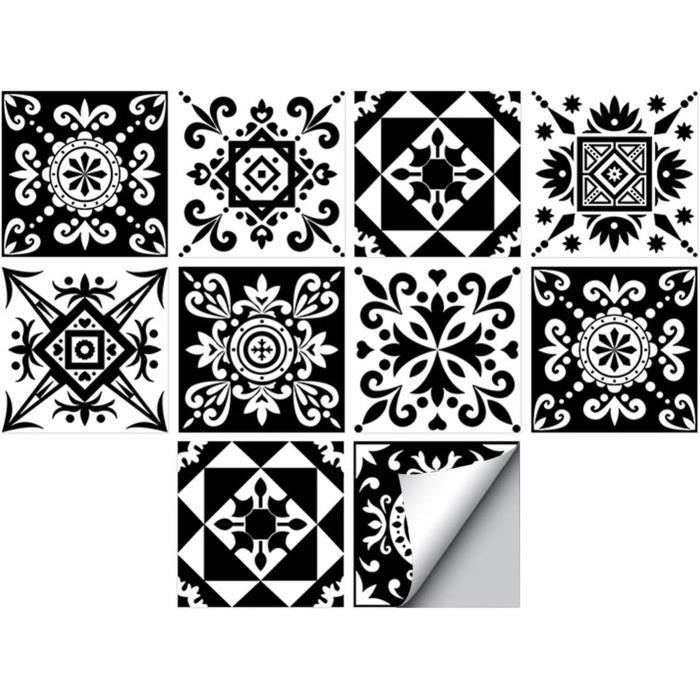 Autocollants Carrelage 2D - 32 Stickers 15x15cm - Imitation Carreaux Ciment - Pour Cuisine/salle De Bain