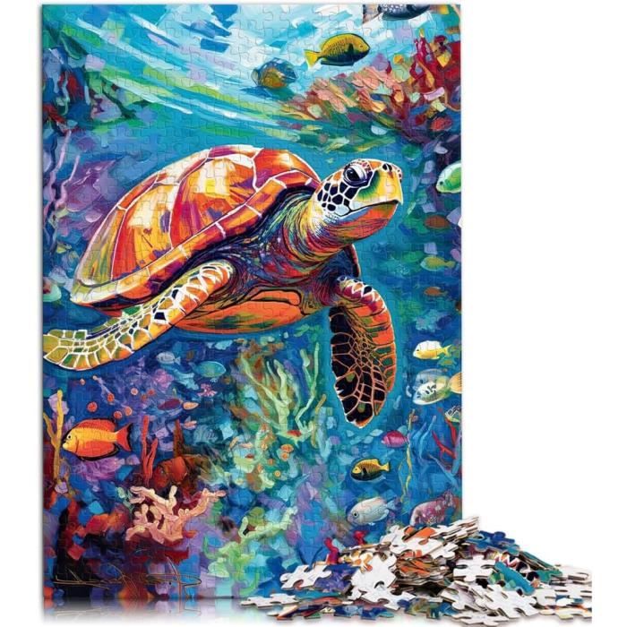 Puzzles Pour Adultes Tortue Vibrante Puzzle 500 Pièces Puzzle En Bois Pour Adultes Et Enfants À