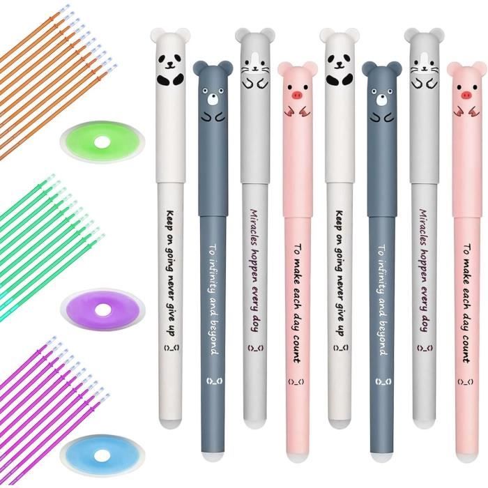 Lot De 6 Stylos Gel Effaçables - Pointe Fine 0.7mm - Encre Bleue