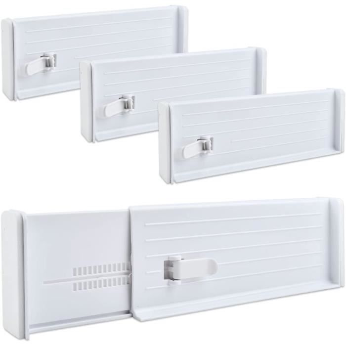Lot De 4 Séparateurs De Tiroirs Ajustables 28-40cm - Organisateurs Cuisine Et Bureau Avec 12 Inserts