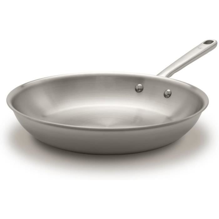 Lot De 3 Poêles Inox 18/10 Triply - 14, 26, 30 Cm - Sans PFOA, PTFE - Compatible Induction