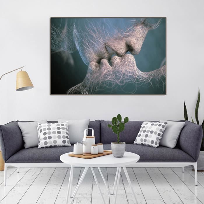 Abstrait Mur Art Toile Peinture Amour Embrasser Image Chambre