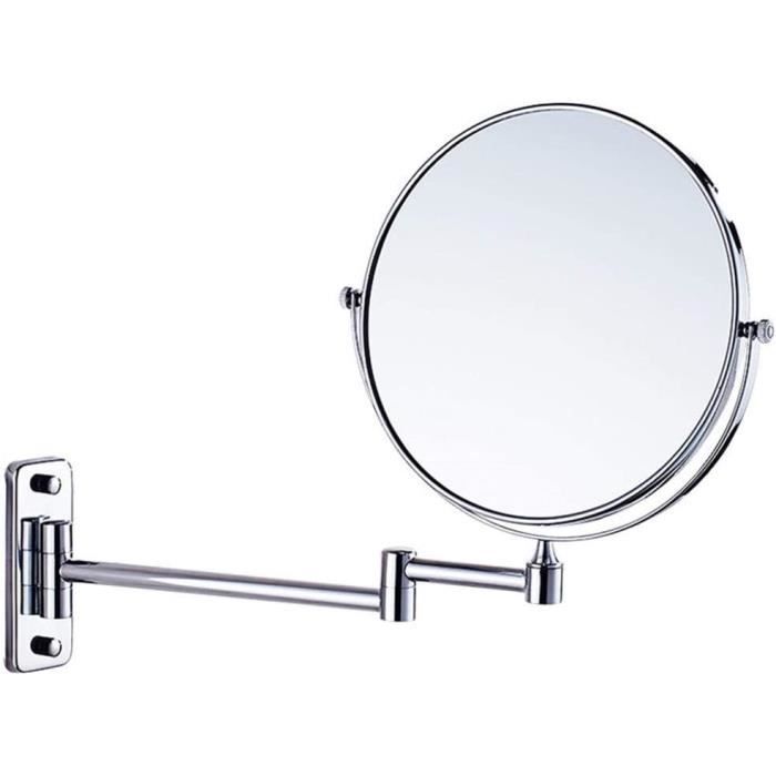 Dailymall Miroir Mural Télescopique Salle De Bain - Miroir Rond Pivotant Double Face Grossissant, Bras Extensible Or
