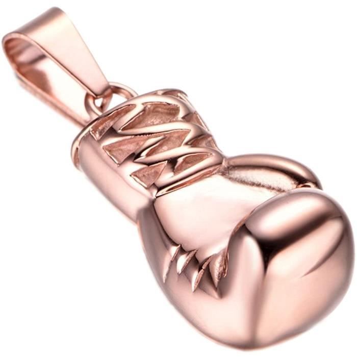 Collier pendentif gant de boxe, sculpture en bronze, détail oxydé - France