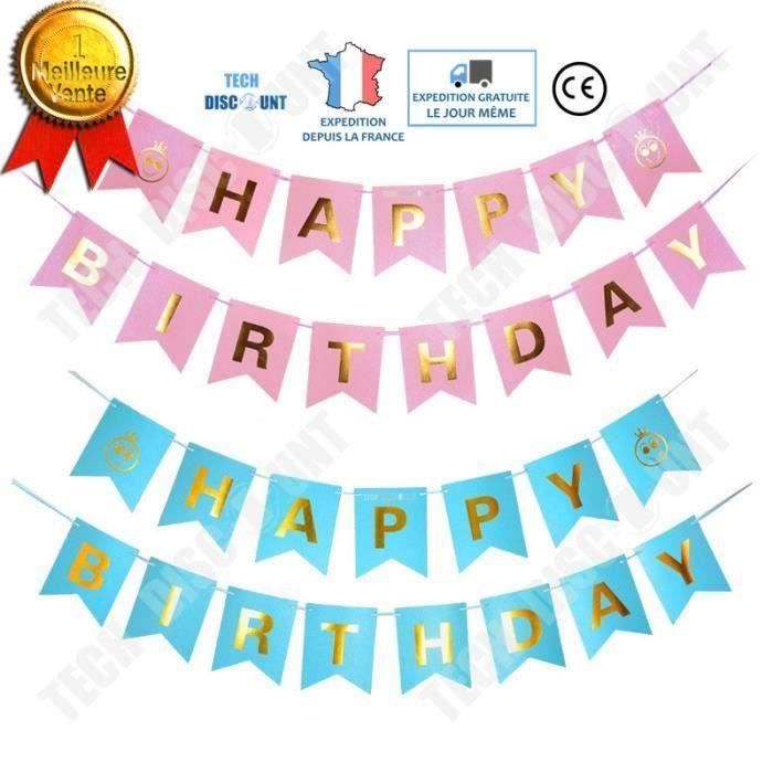 Kin Td Banderole Happy Birthday Rose Et Or Joyeux Anniversaire Ballon Decoration Enfant Bebe Fete Mural Interieur Exterieur Alum Prix Pas Cher Cdiscount