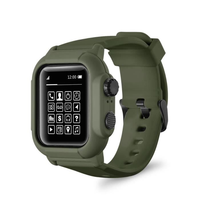 Coque en Silicone étanche IP68 avec bracelet Sport pour iwatch Apple Watch  série 6 5 4 3 2 42mm 44mm 42mm, ac green 44mm -CZ2361 , - Achat/vente  bracelet de montre - Soldes sur Cdiscount