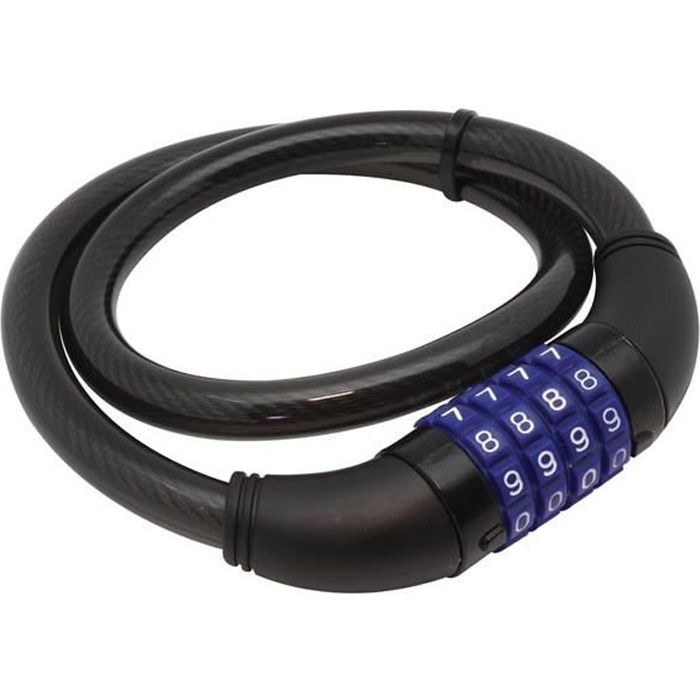 Antivol pour bicyclette - 12mm - Combinaison - Acier et plastique - Noir