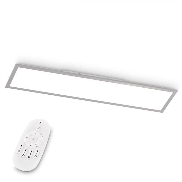 lampe de plafond pour salon 100x25 cm EGLO Plafonnier LED Bottazzo panneau ultra-plat en aluminium et plastique argenté dimmable par télécommande blanc chaud – froid 