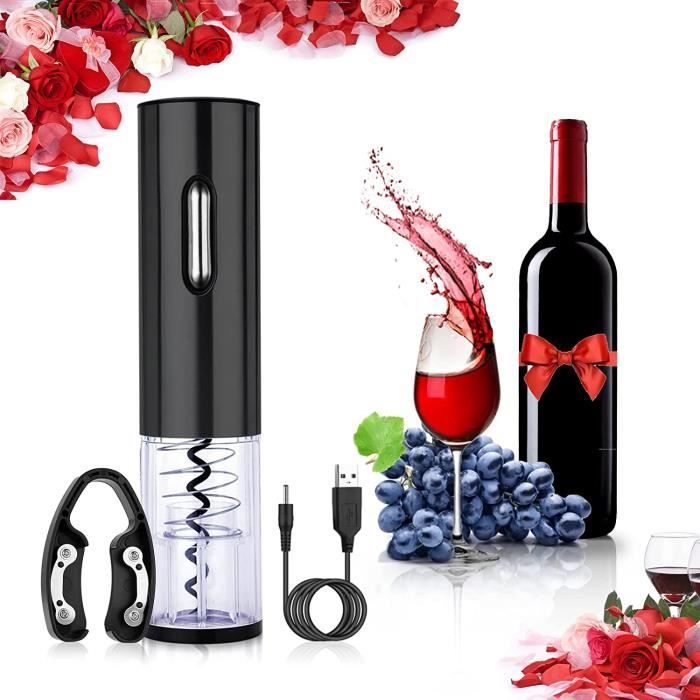 Tire-Bouchon Électrique Sans Fil InnovTec – Ouvre-Bouteille Automatique, Pompe à Vide, Verseur Décanteur, Coffret Cadeau Accessoire Vin Avec Pompe à Vide