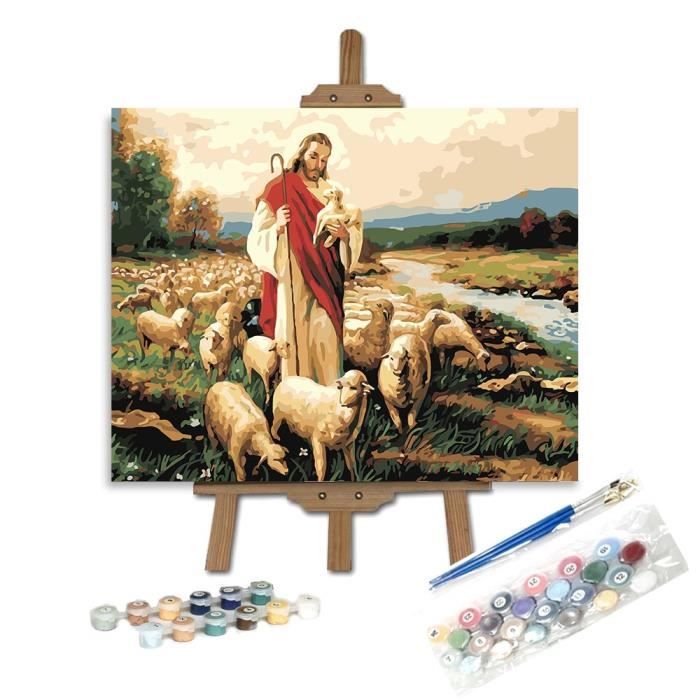 Artnapi Kit De Peinture Par Numéros Pour Adultes Et Enfants Avec Cadre 40 X 50 Cm (Vierge Marie Et Jésus) - Peinture à L'huile Sur Toile Cadeau - Très