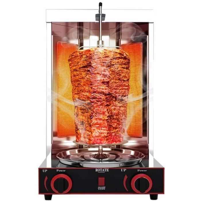 Shawarma Doner Kebab Machine Electric Kebab Grill Vertical Griller Gyro Viande Rôtisserie avec 2