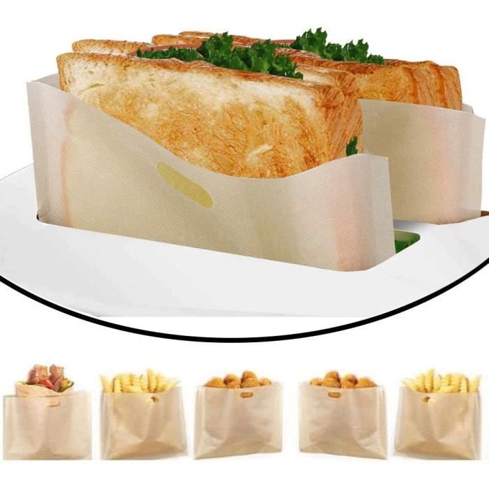 Sacs Réutilisable Grille-pain Croque-monsieur Pochettes Anti Adhésif Sandwich Aliments Sacs 