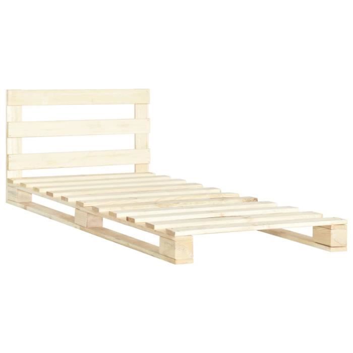 Lit adulte de palette - PRO - 1 personne - Bois massif - 90x200cm