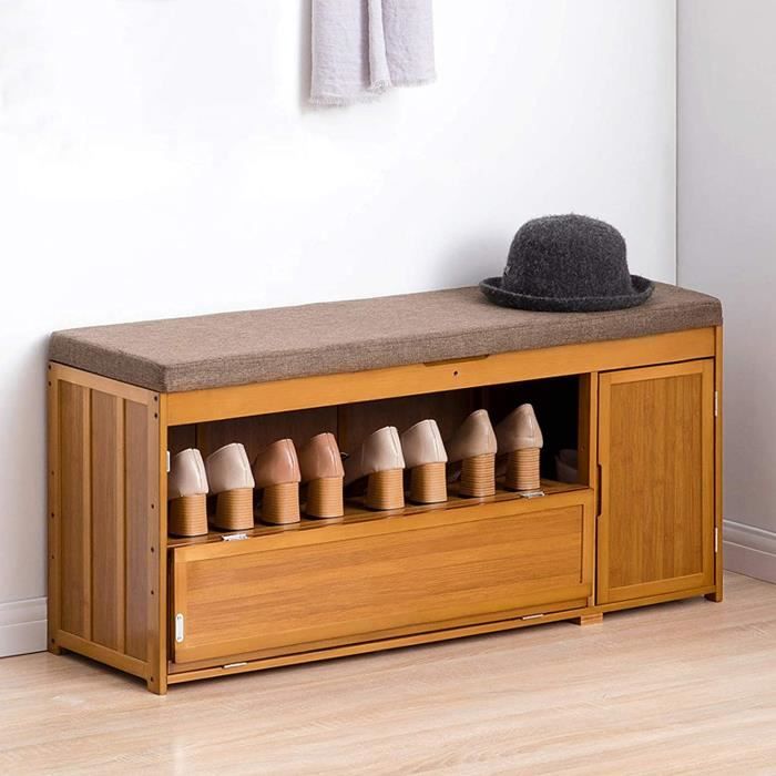 Meuble à chaussures dentrée, banc à chaussures dentrée avec tiroir et