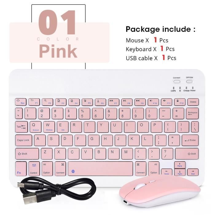 Clavier tablette,Mini clavier et souris bluetooth pour samsung xiaomi  android, tablette portable, coréen, portugais - Pink-mouse - Cdiscount  Informatique