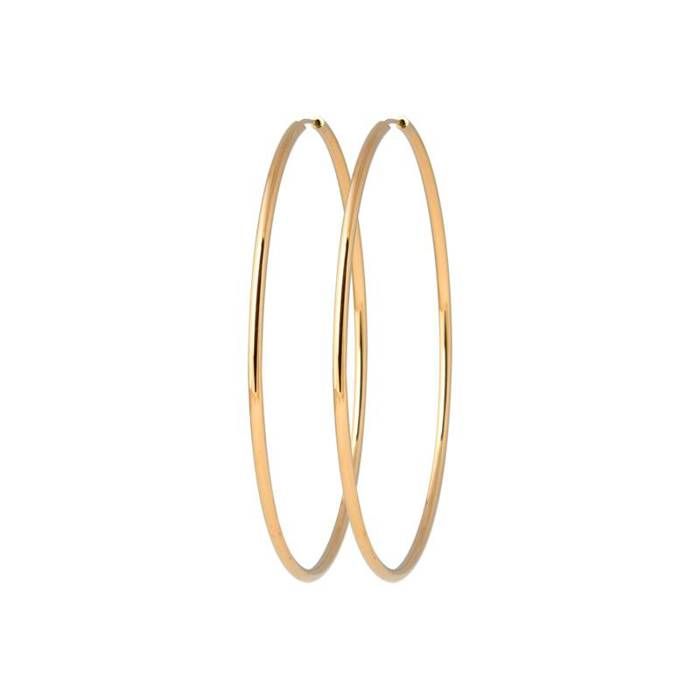 Boucles D'Oreilles Créoles 5 Cm - Plaqué Or 18 Carats - Bijouxia - Femme - Neuf
