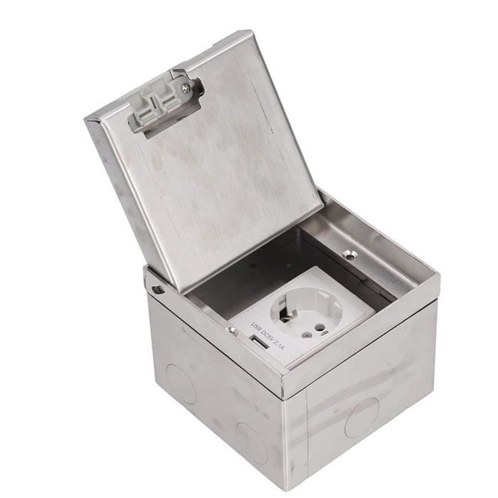 Prise de Courant au Sol, Prise Encastrée étanche AC250V avec Matériau PC en Acier Inoxydable, Idéale pour le Bureau, L'hôtel, L'école
