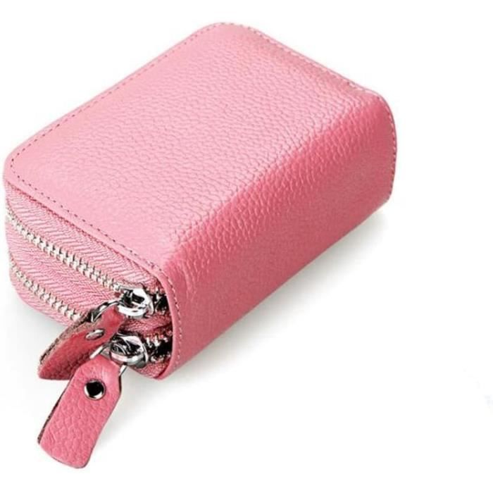 AprinCtempsD Petit Porte-Monnaie Cuir Véritable Zippé Avec Porte-Clés - Orange - Mini Portefeuille Homme Femme