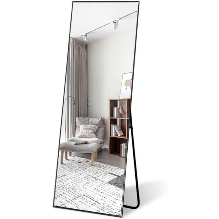 LI-DREAMADE Miroir Pleine Longueur Rectangulaire Sans Cadre, Psyché Miroir Sur Pied Et Mural