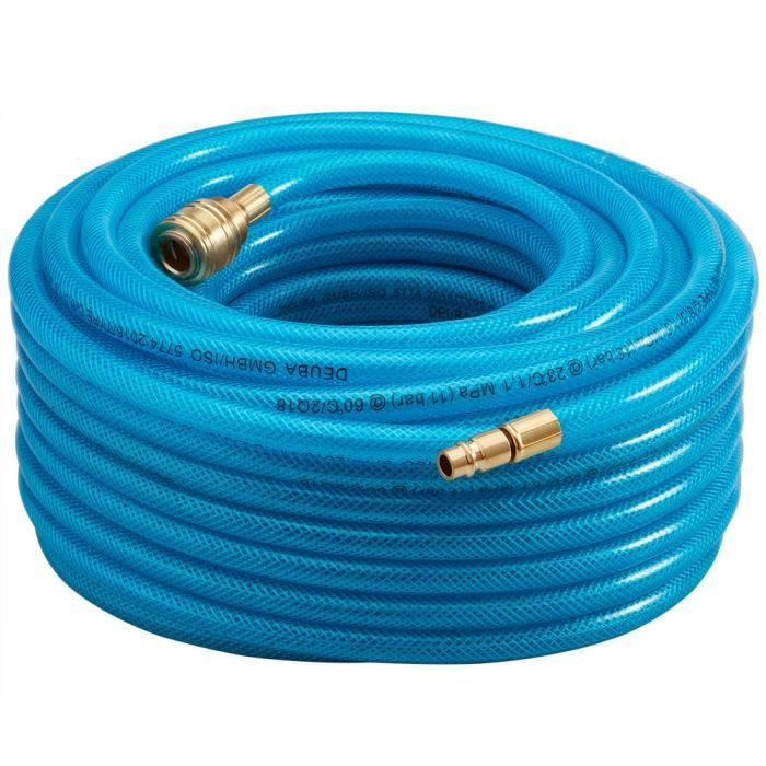 Tuyau Air Comprimé PVC 30 M – Diam. 9,5 Mm – Raccord Rapide 1/4" Européen – 300 PSI