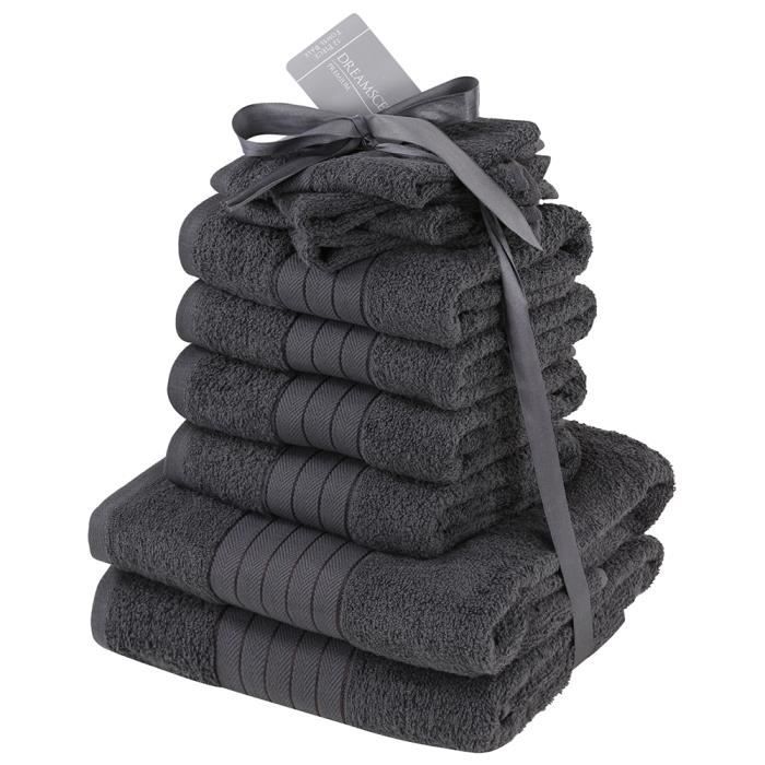 10 x Petite Serviette Visage 30x30 cm, 100% Coton Epais 450g-m2, Duo Gris  Foncé- Gris - Serviette Essuie Main, Eponge Visage, L[65] - Cdiscount Maison