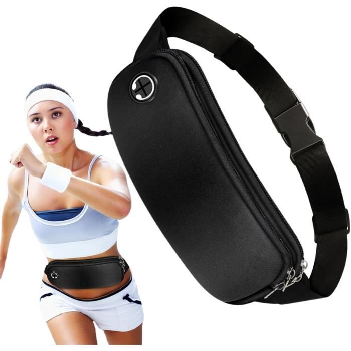 Sport Best Fashion - Sacoche Banane - 8 Poches Avec Fermeture Zippée - Noir