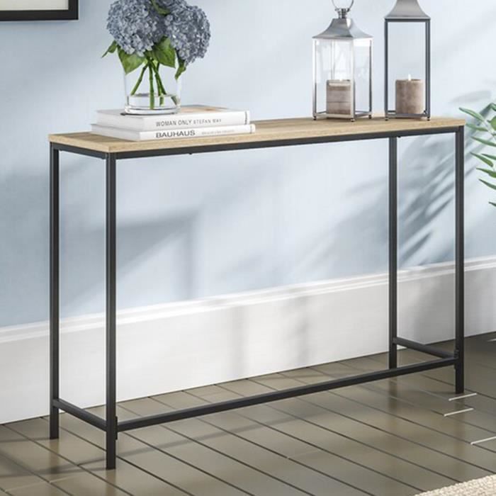 Table console Kronoby 80 x 100 x 30 cm noir et effet bois