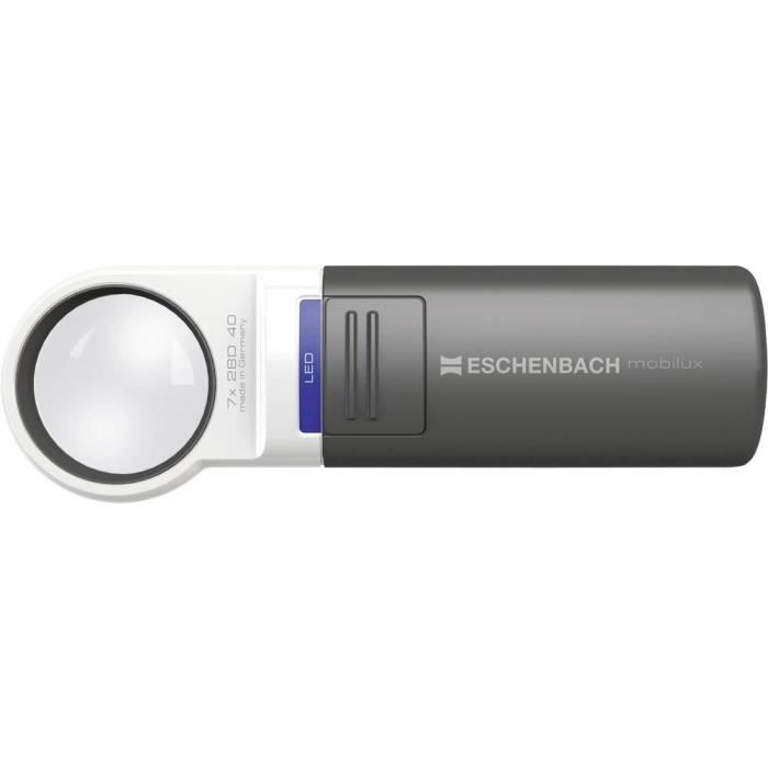 Loupe à main Eschenbach 151141 avec éclairage LED - Grossissement 4x - Lentille 60mm - Blanc