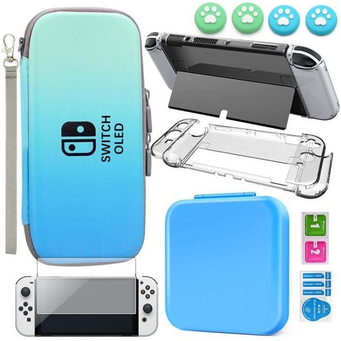 Protection pour Nintendo Switch OLED (6 en 1) Kit Accessoires  Pochette,Ecran Verre Trempé et Poignées Couvre Pouce - Cdiscount  Informatique