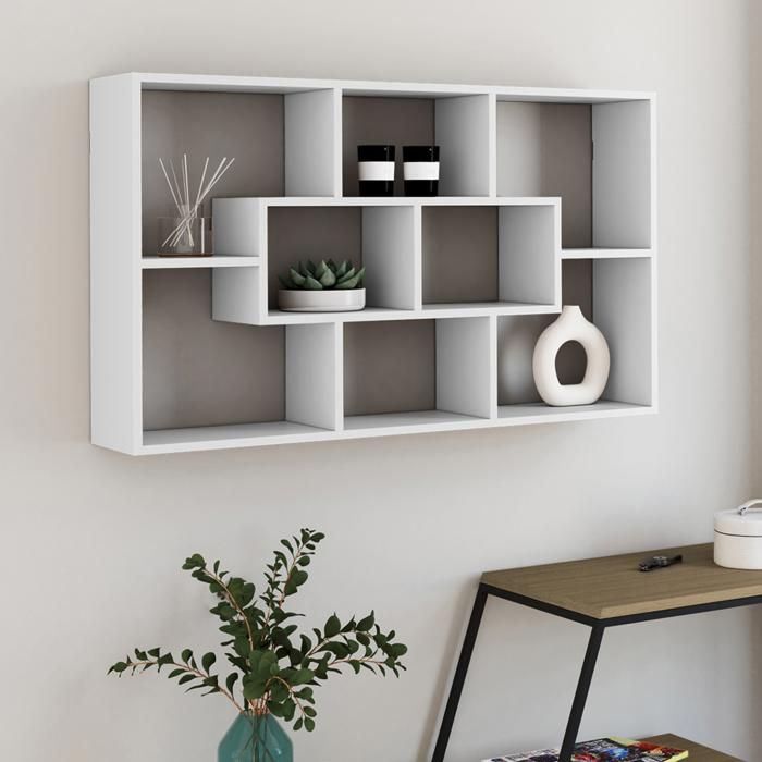IDMARKET Etagère murale COLETTE avec 8 compartiments blanc IDMARKET Etagère murale COLETTE avec 8 compartiments blanc