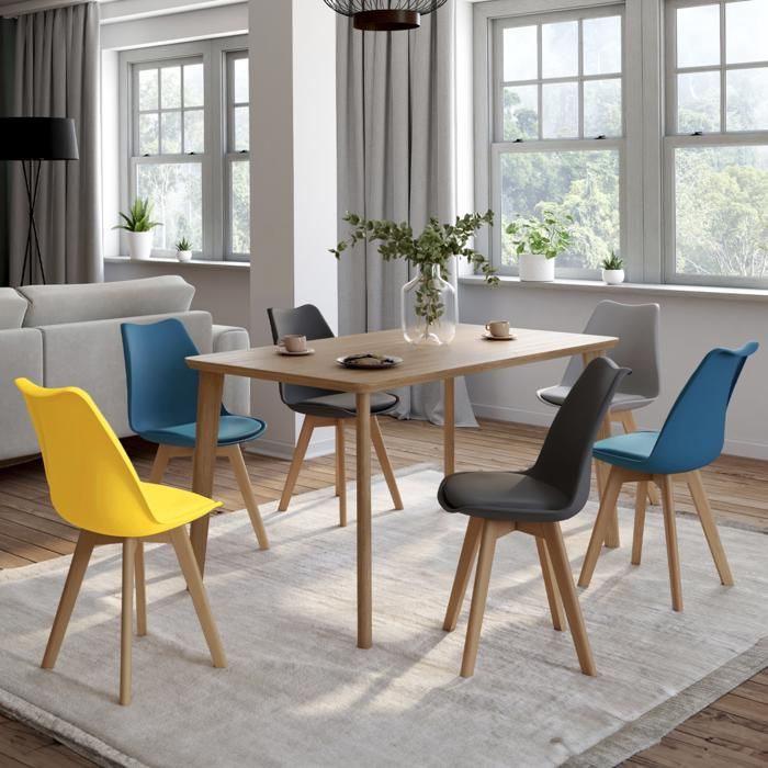 Chaises Salle Manger Lot De 4 Chaises ROBINE En Tissu Mix Color - Design Moderne Et Assise Confort Chaises Design Coloris Mixte