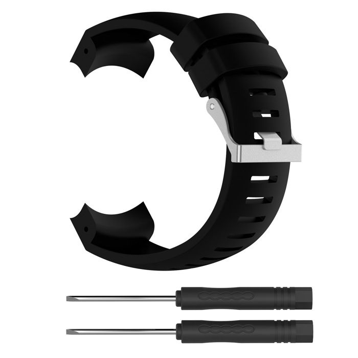 Bracelet Silicone Compatible Suunto Core - Noir, Réglable 150-250 Mm - Avec Outils De Montage