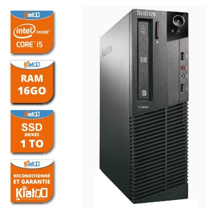 LENOVO M81 - Core i5 - 16 Go RAM - 1 To SSD Disque Dur - PC Reconditionné - Windows 7 Reconditionné - Lenovo reconditionné disponible sur Cdiscount Seconde Vie