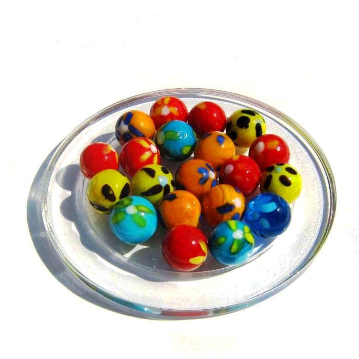 25 Billes En Verre Pépite Bleu 16mm - Collection Jeux Ou Décoration