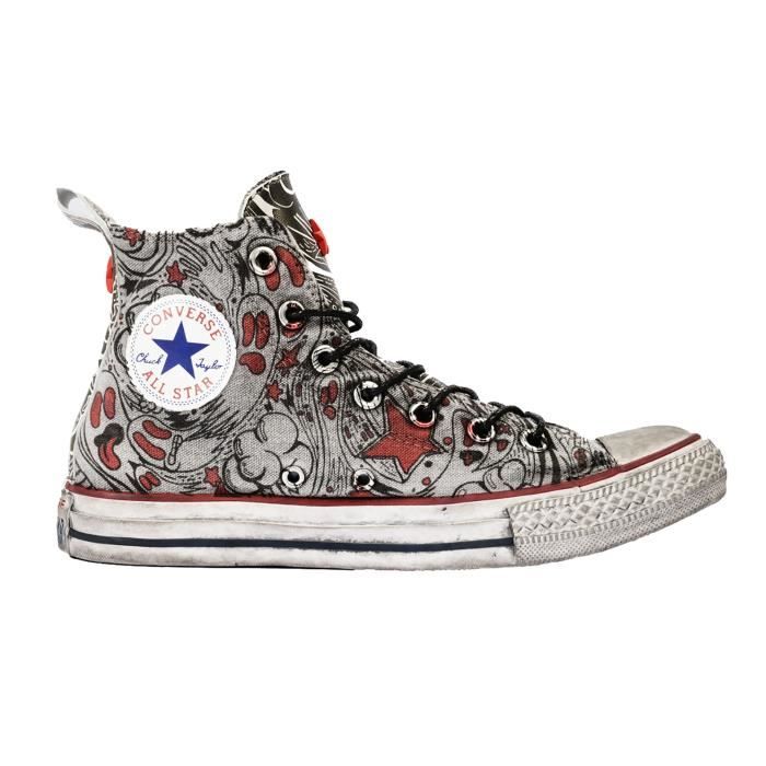 CONVERSE FEMME M7650C GRIS/ROUGE TISSU BASKETS MONTANTES Gris/rouge -  Cdiscount Chaussures