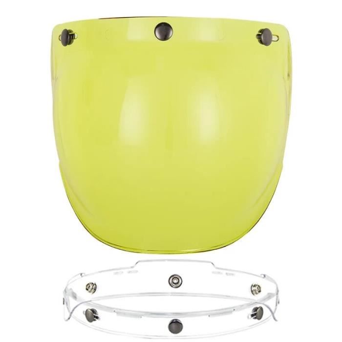 Visière à Bulles Pour Casque 3 Pressions Moto - Lentille PC Résistante - Cadre Argenté - Relevable Et Ajustable - 12