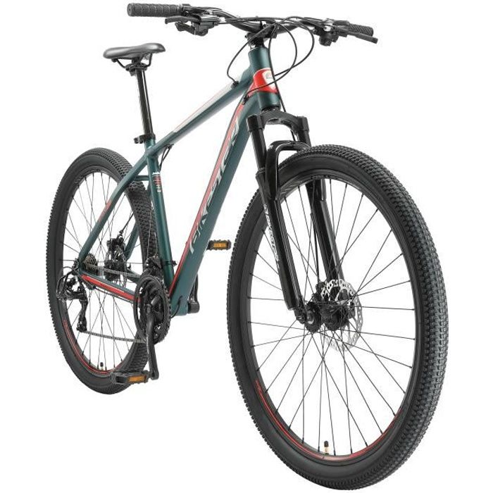 VTT BIKESTAR 29 Pouces 21 vitesses Shimano frein à disque Hardtail Vert Rouge