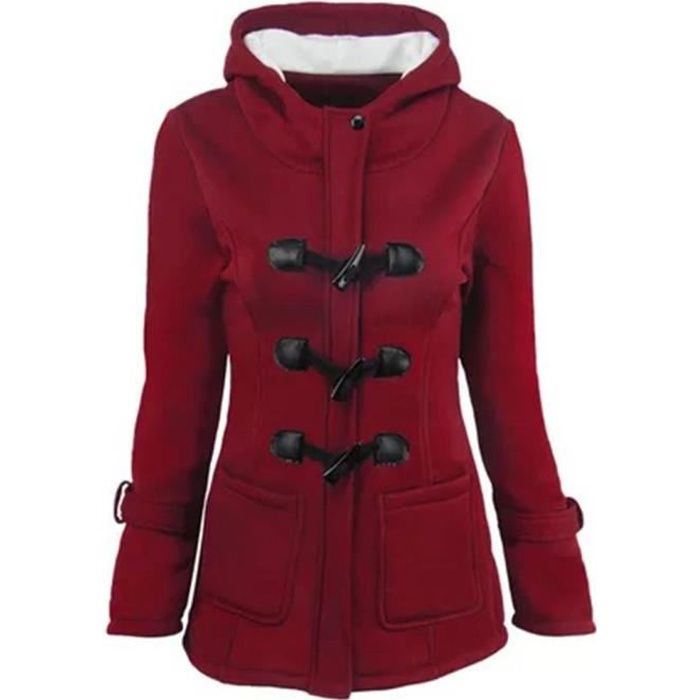 Manteau Femme Luxe uni Veste a capuche Blouson epaississant doudoune slim Rouge Rouge Cdiscount Pret a Porter