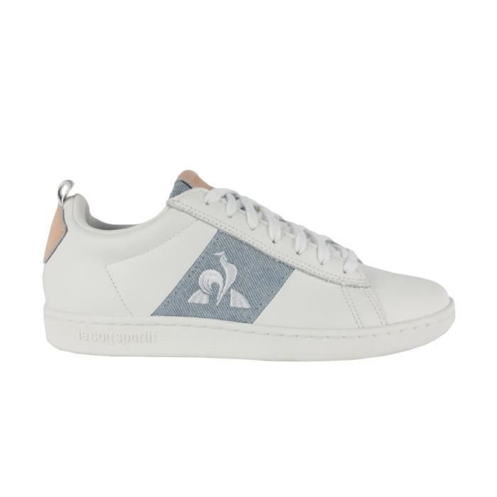Baskets en cuir blanc LE COQ SPORTIF Courtclassic pour femme Optical white Cdiscount Chaussures