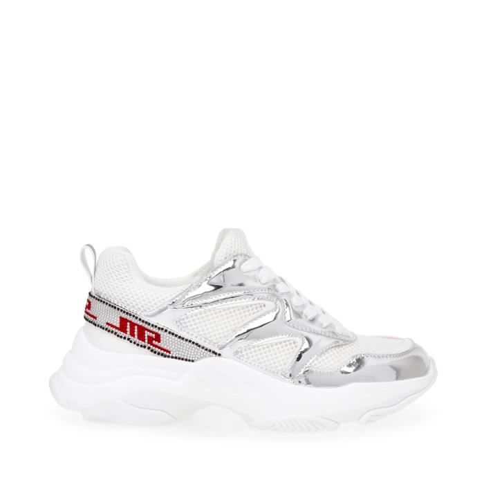 Steve Madden Baskets femme - STEVE MADDEN - Medallist2 - Plateforme 6cm - Silver/white