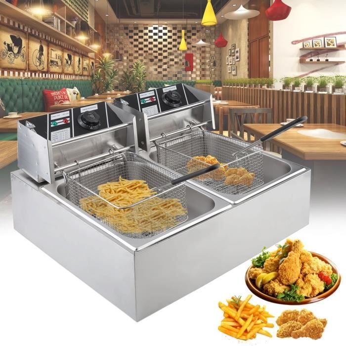 Becken Friteuse électrique, capacité de 3 L, 2000 W, thermostat réglable, acier inoxydable et Becken Friteuse électrique, capacité de 3 L, 2000 W, thermostat réglable, acier inoxydable et