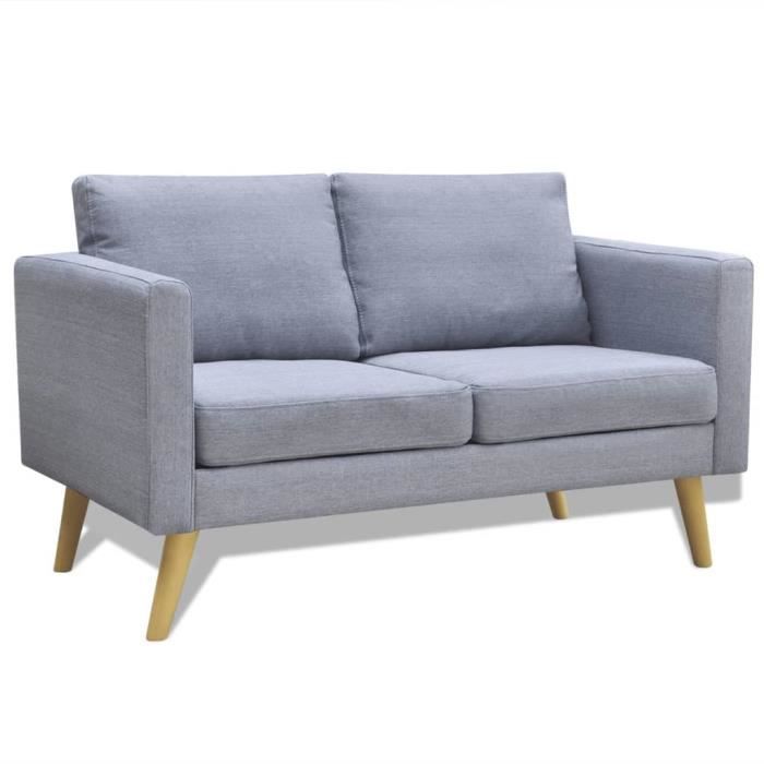 Sofa salon Gris Canapé à 2 places Tissu Gris clair -[6698]