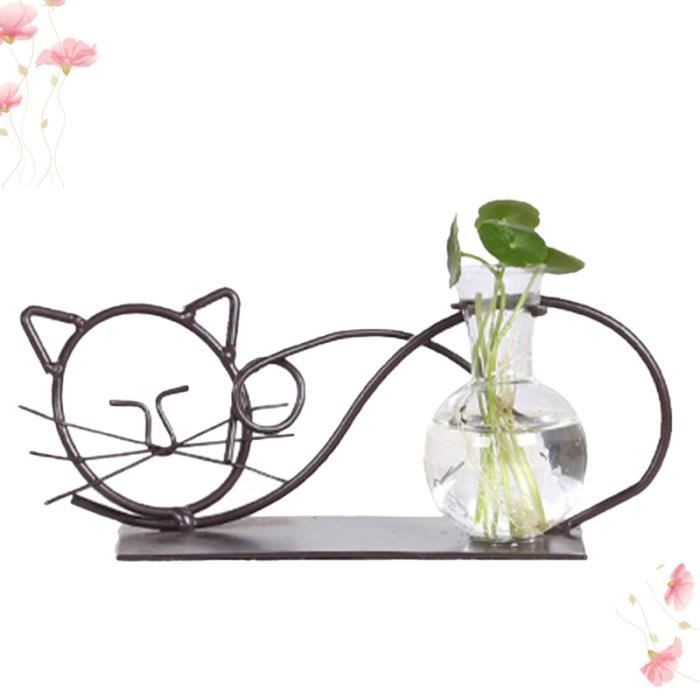 En Forme De Chat Vase En Rack Hydroponique Planteur Vert Conteneur De Plantes Pot De Fleur Creatif Pour Le Vase Soliflore Cdiscount Maison