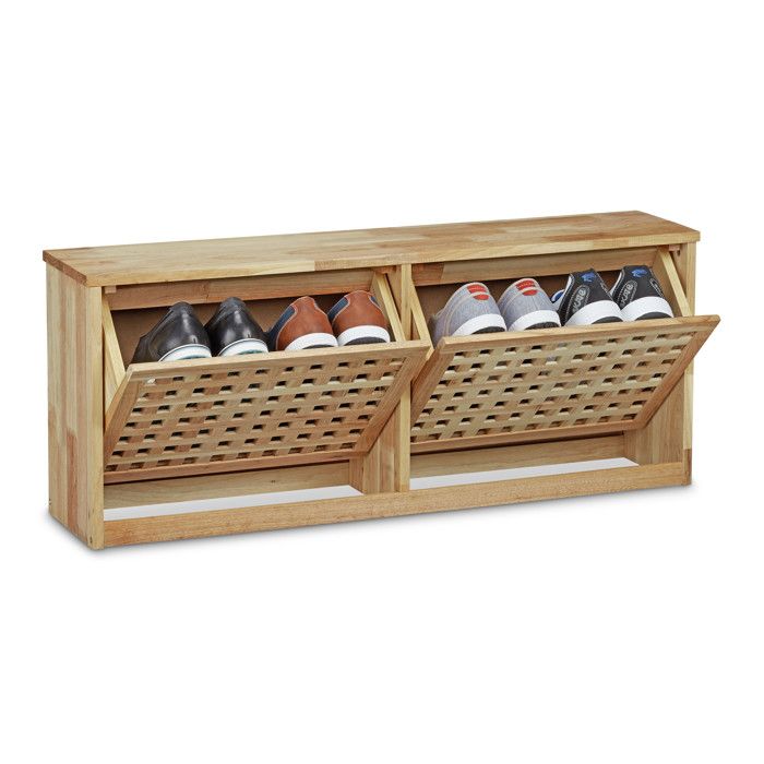 VASAGLE Banc à Chaussures, Organiseur De Chaussures Avec 15 Compartiments, Siège Rembourré, Pour Entrée, Couloir, Placard, Marron Camel Et Beige Cappuccino LHS015K03