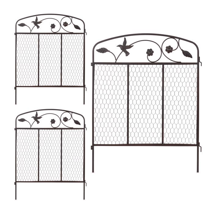 Bordure De Jardin En Métal Noir – 4 éléments à Planter, Design Vintage Fleur De Lys