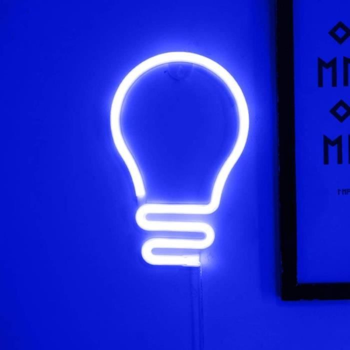 LED Néon Forme Ampoule Enseigne Lumineuse au Néon USBà Piles Lumière