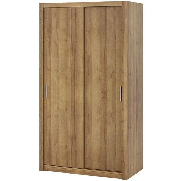 Armoire portes coulissantes RINKER 120 cm or chêne Cdiscount Maison