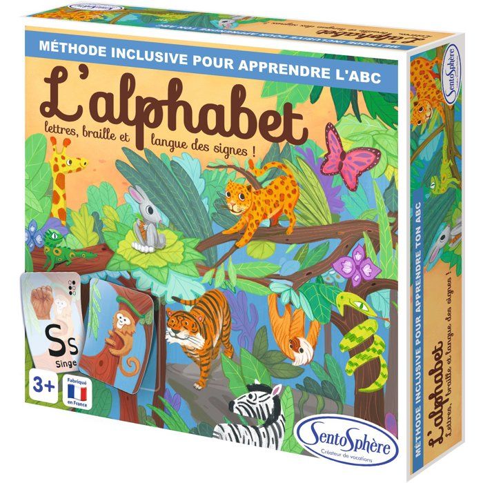 Jeu de société - SENTOSPHERE - LAlphabet - Majuscule - Minuscule - Braille - Langue des Signes - Dès 3 ans