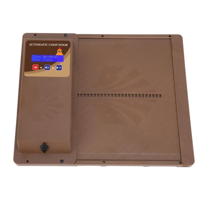 Ouvre-porte automatique de poulailler - SHIPENOPHY - Modèle USB - Énergie solaire - Minuterie programmable - Marron